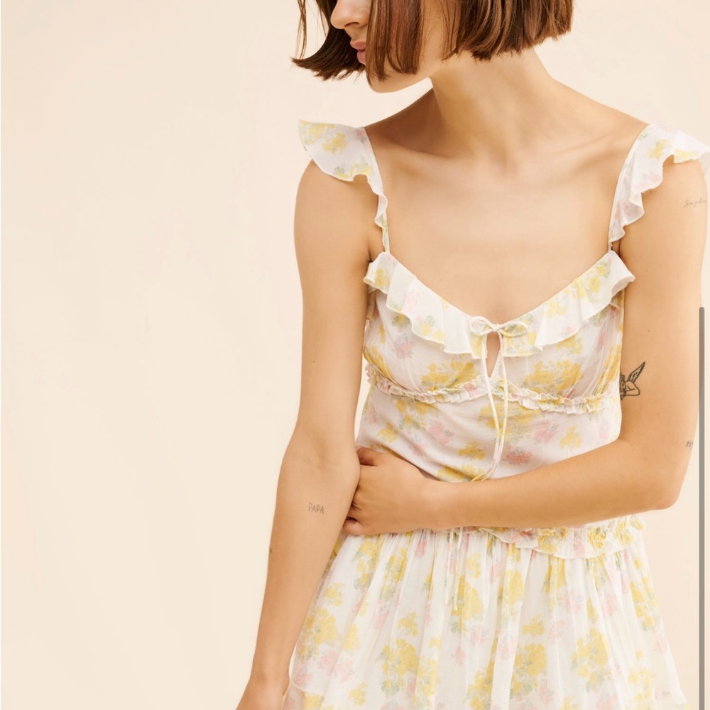 LoveShackFancy Floral Ruffle Dress Size M